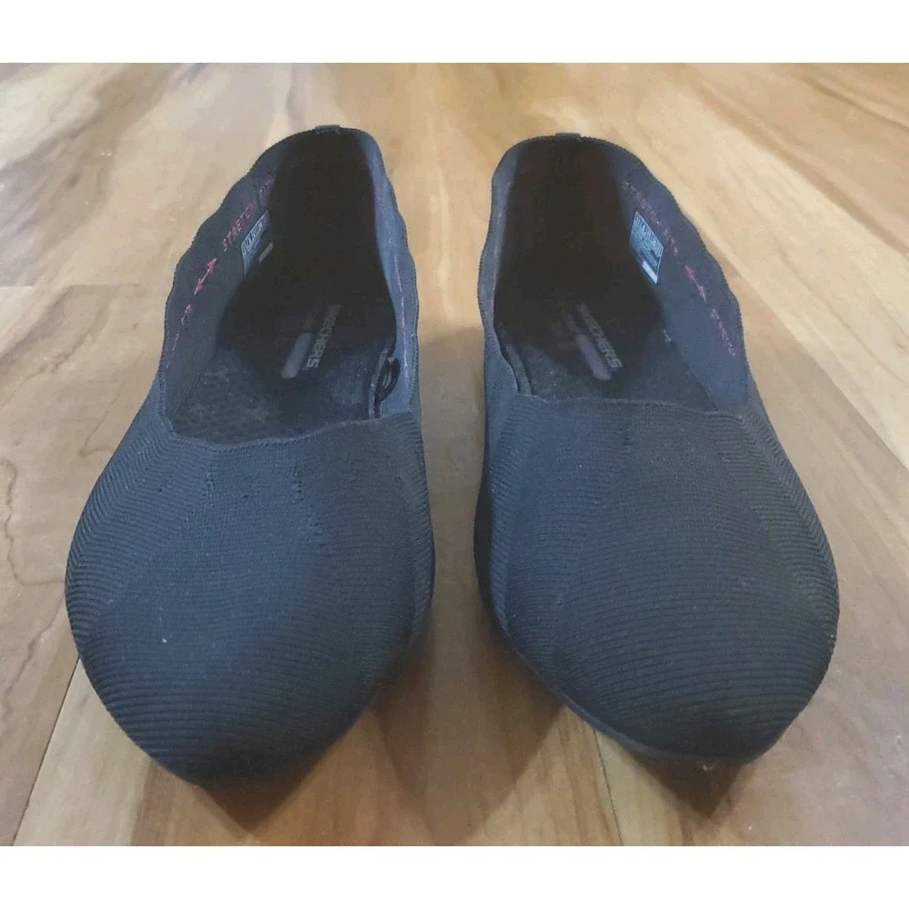 Skechers Womens SN 48885W Air Cooled Slip On Black Ballet Flats Stretch Fit 11 W